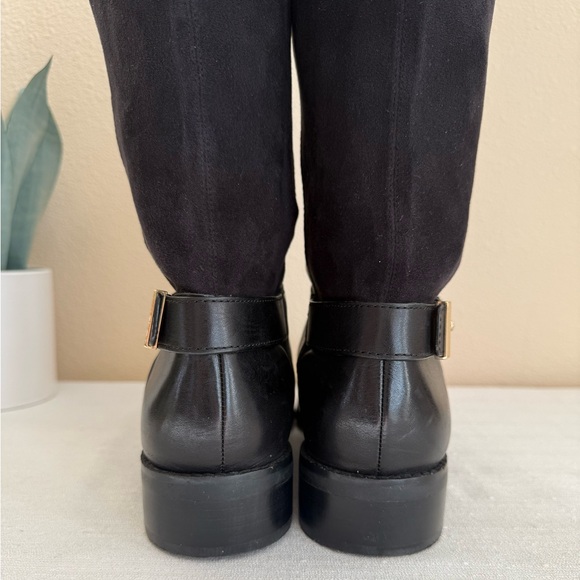 Cole Haan Black Leather Knee-High Slip In Boots - Picture 8 of 12